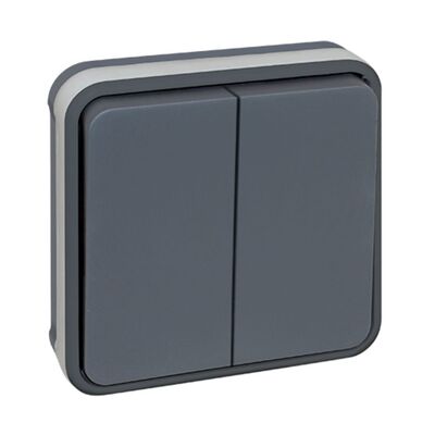 Interrupteur double va-et-vient étanche IP55 encastré gris OHM00005