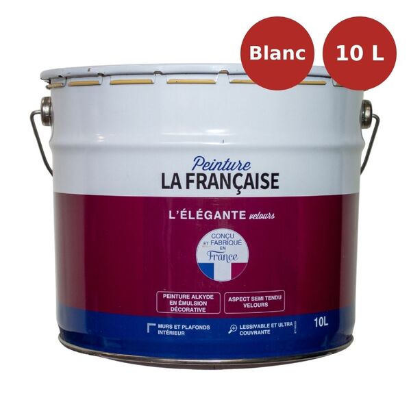 Peinture mat veloutée L'Élégante Velours blanc 10L PLF00002