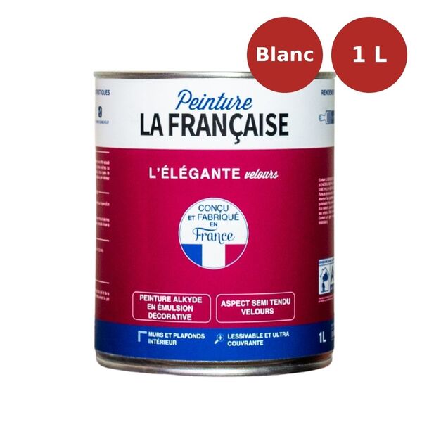 Peinture mat veloutée L'Élégante Velours blanc 1L PLF00004