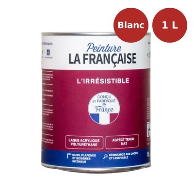 Laque mate acrylique menuiseries L'Irrésistible blanc 1L PLF00014