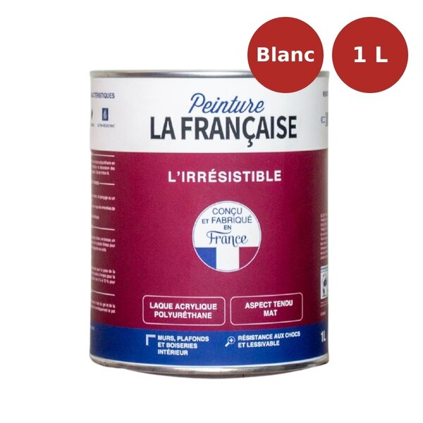 Laque mate acrylique menuiseries L'Irrésistible blanc 1L PLF00014
