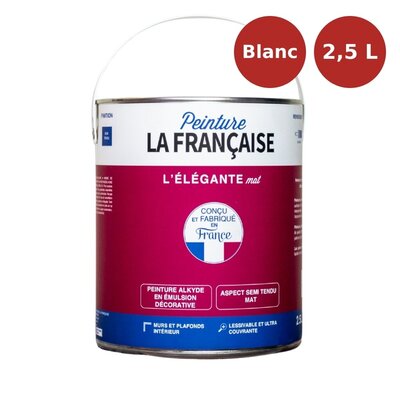 Peinture murs et plafonds L'Élégante mate blanche 2,5L PLF00019
