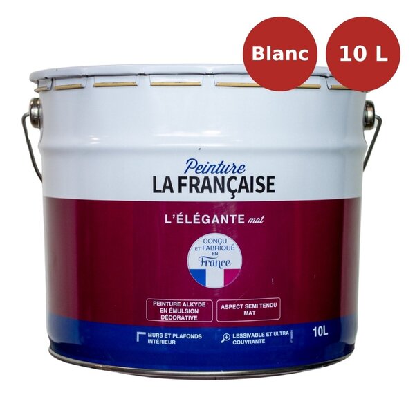 Peinture murs et plafonds L'Élégante mate blanche 10L PLF00022