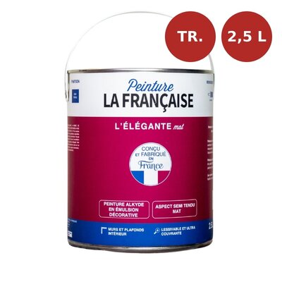 Peinture murs et plafonds L'Élégante mate base transparente 2,5L PLF00024