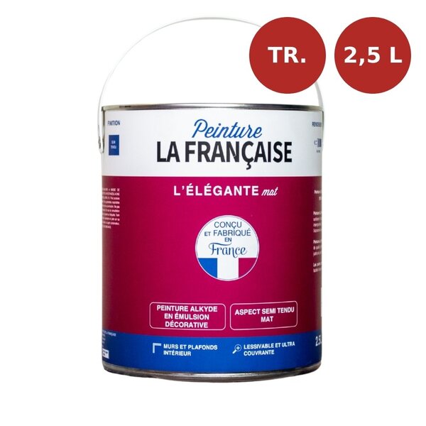 Peinture murs et plafonds L'Élégante mate base transparente 2,5L PLF00024