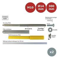 Fixation démontable FIX-STORE ISO pour déport de charges lourdes ITE 14 x 300mm / M10 - Sachet de 2 ING00187