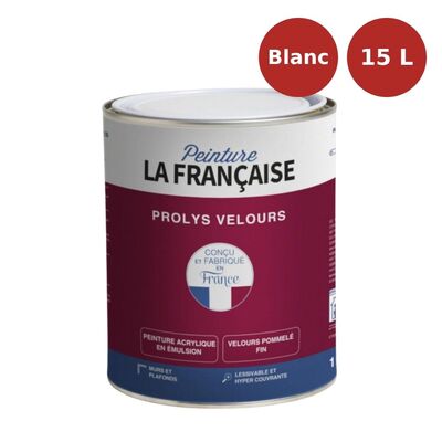 Peinture acrylique veloutée blanche ProLys Velours 15L PLF00121