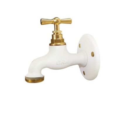 Robinet arrosage extérieur GRK blanc 15x21 - 20x27 avec applique GRK00003