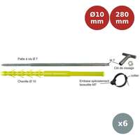 Cheville fixation de câbles spécial ITE 10 x 280mm - Sachet de 6 ING00220