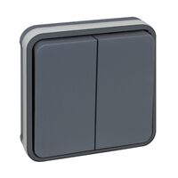 Interrupteur double va-et-vient étanche IP55 encastré gris OHM00005