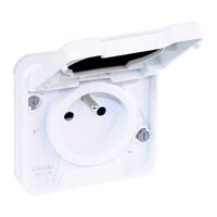 Prise de courant 2P+T étanche IP55 encastré blanc OHM00014