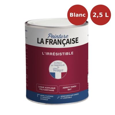 Laque mate acrylique menuiseries L'Irrésistible blanc 2,5L PLF00018