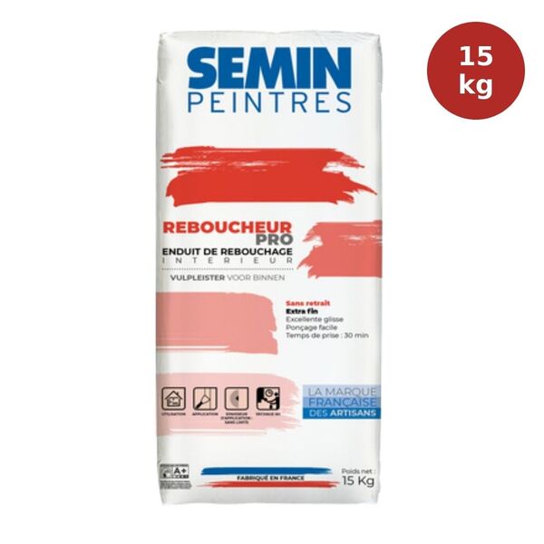 Enduit de rebouchage intérieur Reboucheur Pro SEMIN 15kg SEM00084