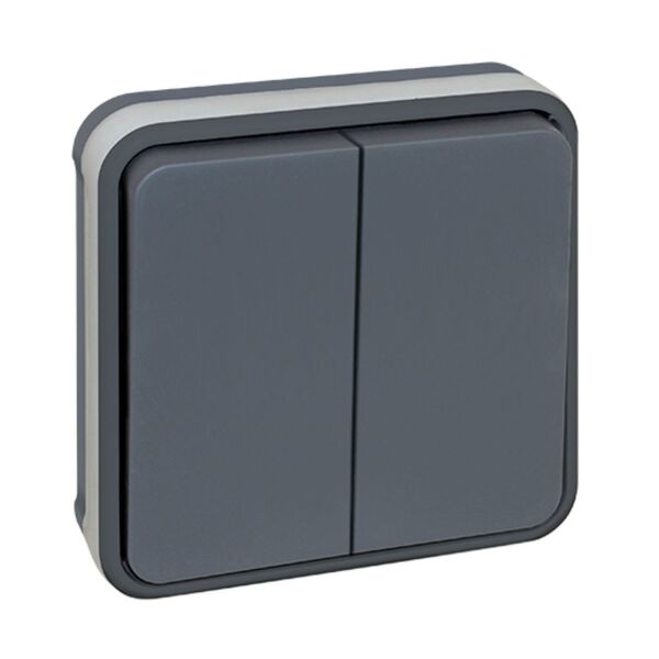 Interrupteur double va-et-vient étanche IP55 encastré gris OHM00005