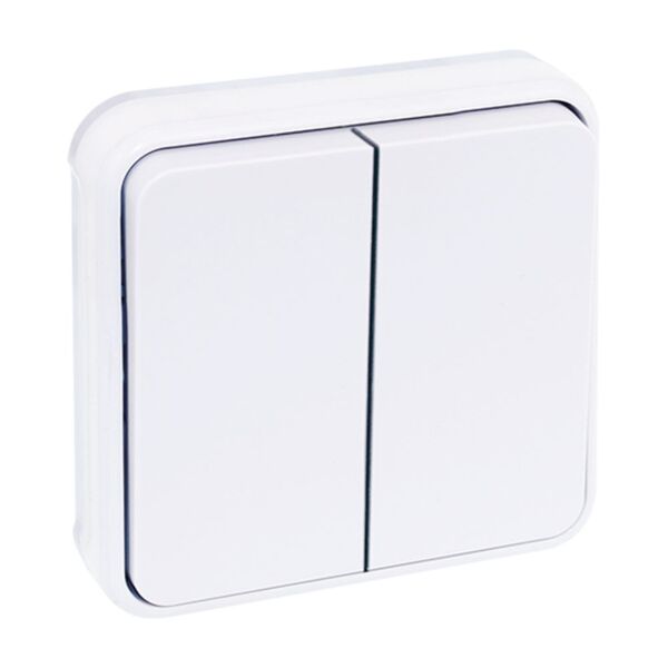 Interrupteur double va-et-vient étanche IP55 encastré blanc OHM00006