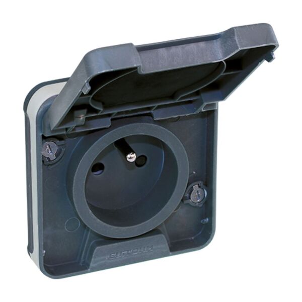 Prise de courant 2P+T étanche IP55 encastré gris OHM00013