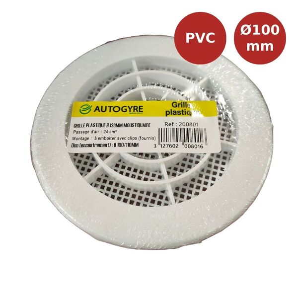 GR.RONDE VENT. PVC BLC D100 PAN00011
