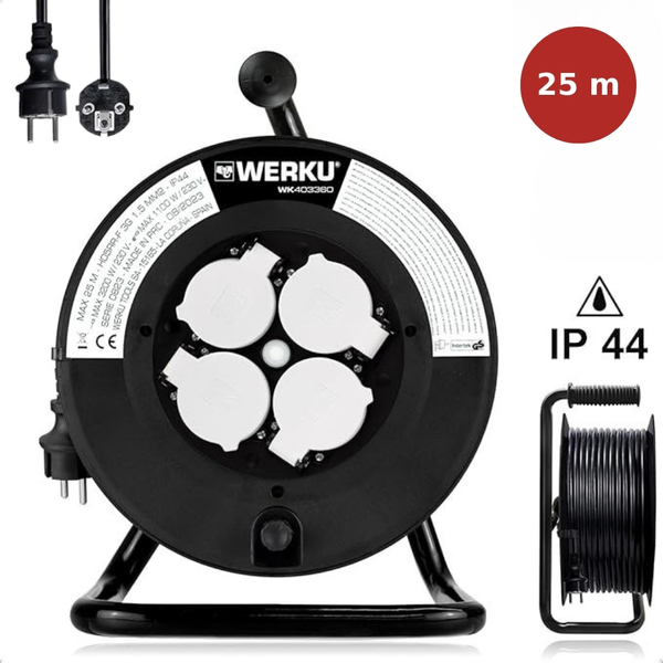 Rallonge enrouleur de câble 25m WERKU WER00118