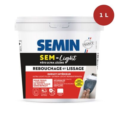 Enduit pâte allégée de rebouchage et lissage SEM'LIGHT 5L SEM00112