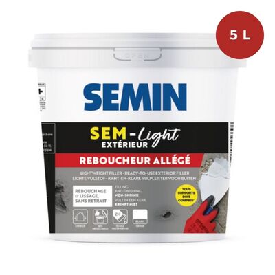 Enduit de rebouchage allégé pour extérieur SEM'LIGHT 5L SEM00119