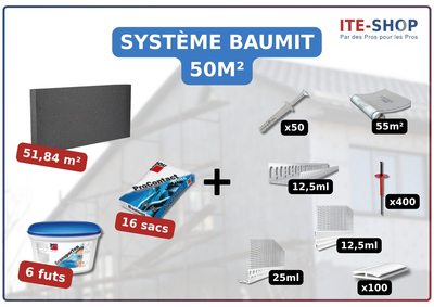 Pack ITE PSE TH31 50 m² BAUMIT - 140 mm - Système complet façade KIT11828