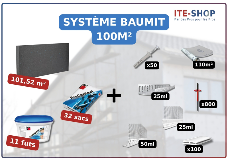 Pack ITE PSE TH31 100 m² BAUMIT - 140 mm - Système complet façade KIT11876
