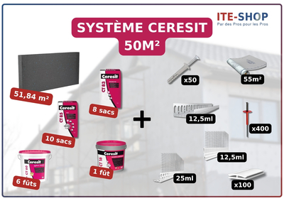 Pack ITE PSE TH31 50m² CERESIT - 140mm - Système complet façade KIT13691