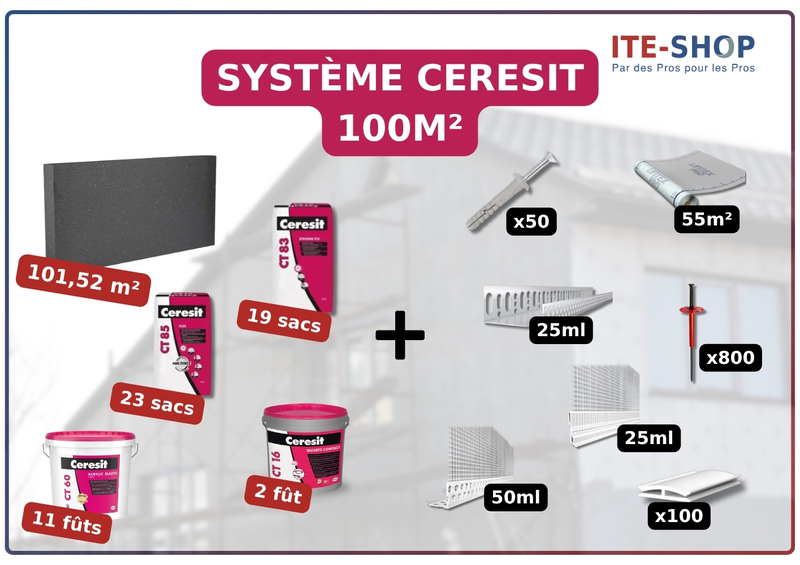 Pack ITE PSE TH31 100m² CERESIT - 140mm - Système complet façade KIT13692