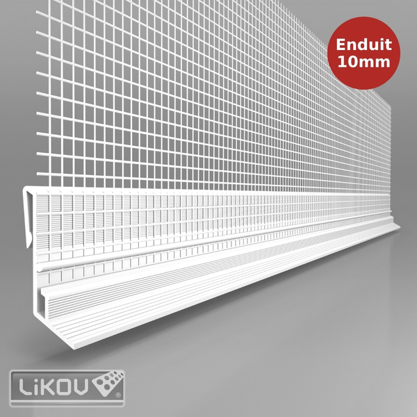Bavette goutte d'eau avec treillis d'armature LE-V pour épaisseur enduit de 10mm. Longueur 2,5ml LIK00083