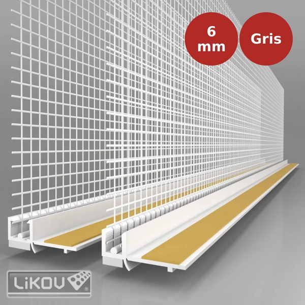 Profilé d'arrêt contre-baie avec lamelle 6mm LS-VHL. Longueur 2,4ml - RAL 7016 LIK00095