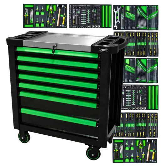 7 drawer mobile trolley with anti-tilt system and modular tools - XL