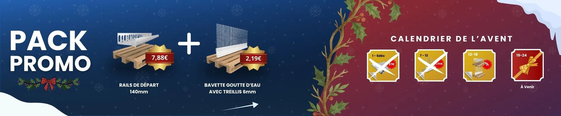 Bannière pack noêl rail 140mm bavette 6mm