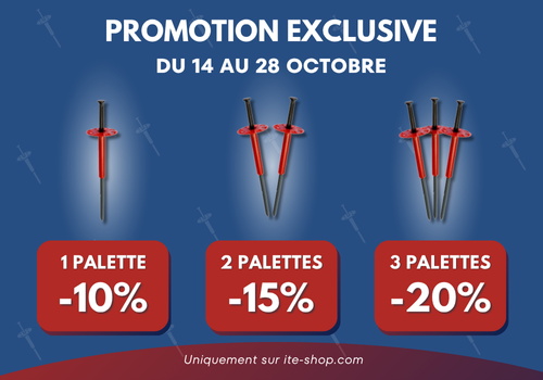Promotion exclusive du 14 au 28 octobre - Jusqu'à -20% sur les chevilles ITE à frapper