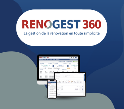 Ecrans avec logiciel RENOGEST avec logo et slogan 