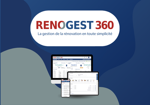 Ecrans avec logiciel RENOGEST avec logo et slogan 