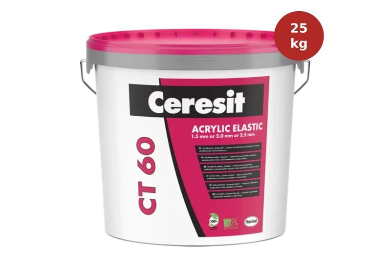 CT60 Acrylic Elastic CERESIT - Enduit acrylique façade grain 1,5mm 25kg CER00003