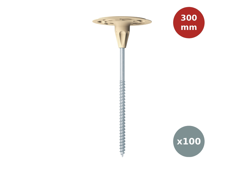 Cheville ITE à visser 300mm support panneaux bois - FISCHER 6H-NT FIS00034