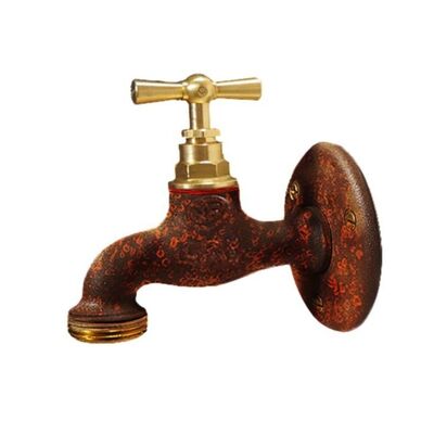 Robinet arrosage extérieur GRK rouille corten 15x21 - 20x27 avec applique GRK00010