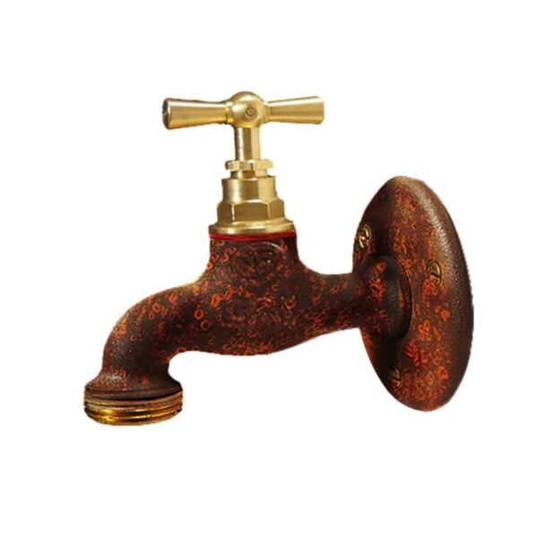 Robinet arrosage extérieur GRK rouille corten 15x21 - 20x27 avec applique GRK00010