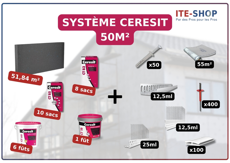 Pack ITE PSE TH31 50m² CERESIT - 140mm - Système complet façade KIT13691