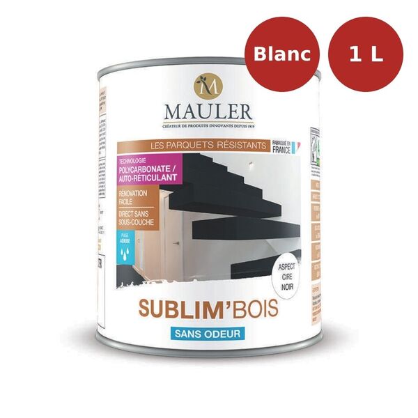 Peinture bois intérieur Sublim'Bois Aspect cire blanc 1L Mauler MAU00235