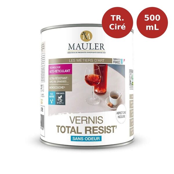 Vernis bois aspect cire incolore Total Resist' 500mL Mauler MAU00300