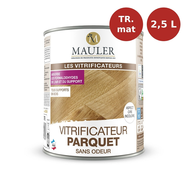 Vitrificateur parquet aspect mat incolore sans odeur 2,5L Mauler MAU00323
