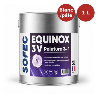 Peinture multisupport impression et finition Equinox 3V Blanc/Pâle 1L PLF00174