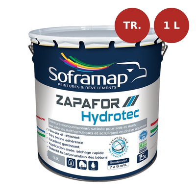 Peinture sol/mur satinée Zapafor Hydrotec base transparente 1L PLF00186